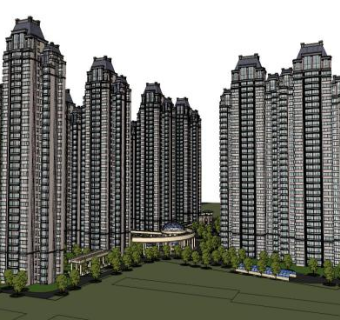 住宅小区su模型下载_sketchup草图大师SKP模型
