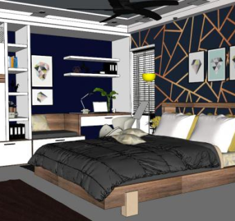 寝室su模型下载_sketchup草图大师SKP模型