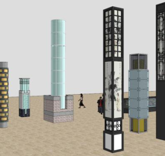 景观灯柱su模型下载_sketchup草图大师SKP模型