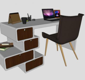 现代创意电脑桌SU模型下载_sketchup草图大师SKP模型