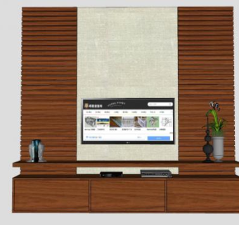 电视柜家具摆件SU模型下载_sketchup草图大师SKP模型