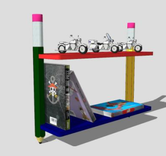 创意铅笔书架SU模型下载_sketchup草图大师SKP模型