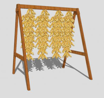 乡村农村玉米架SU模型下载_sketchup草图大师SKP模型