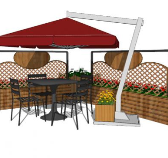 阳台休闲桌椅su模型下载_sketchup草图大师SKP模型