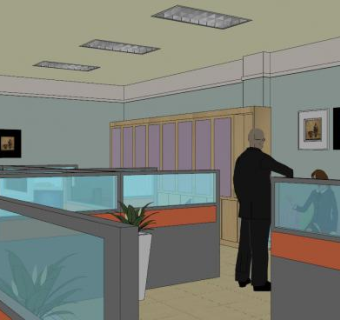 信贷公司办公区SU模型下载_sketchup草图大师SKP模型