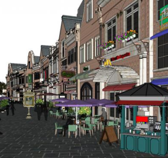 沿街商铺su模型下载_sketchup草图大师SKP模型