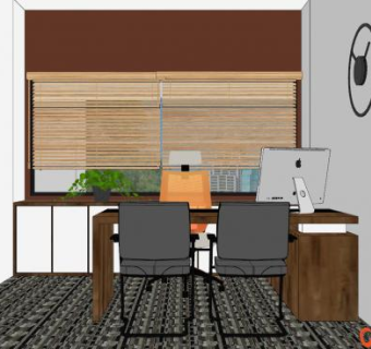 现代简约经理室SU模型下载_sketchup草图大师SKP模型