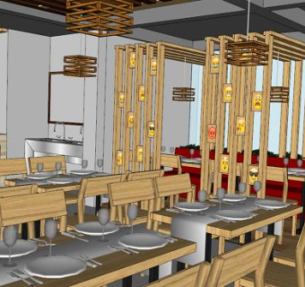 餐饮空间su模型下载_sketchup草图大师SKP模型