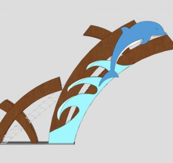 海豚特色大门SU模型下载_sketchup草图大师SKP模型