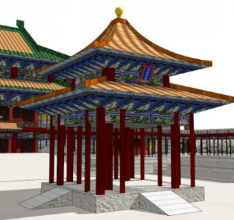 重檐四角亭su模型下载_sketchup草图大师SKP模型