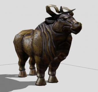 铜牛雕塑SU模型下载_sketchup草图大师SKP模型