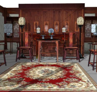 厅堂su模型下载_sketchup草图大师SKP模型