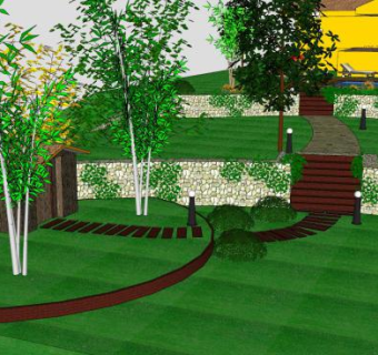 私人花园SU模型下载_sketchup草图大师SKP模型