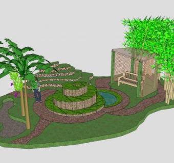 培草螺旋园SU模型下载_sketchup草图大师SKP模型