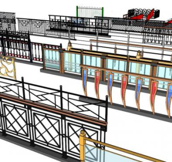 最全的栏杆合集su模型下载_sketchup草图大师SKP模型