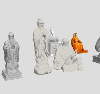 孔子老子雕塑su模型下载_sketchup草图大师SKP模型