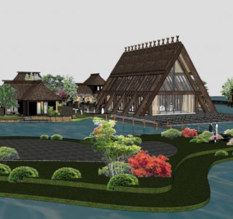 东南亚建筑su模型下载_sketchup草图大师SKP模型