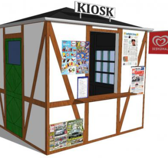 报刊亭su模型下载_sketchup草图大师SKP模型