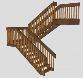 双跑楼梯su模型下载_sketchup草图大师SKP模型