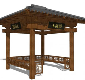 木制凉亭su模型下载_sketchup草图大师SKP模型