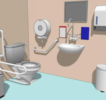 无障碍厕所su模型下载_sketchup草图大师SKP模型