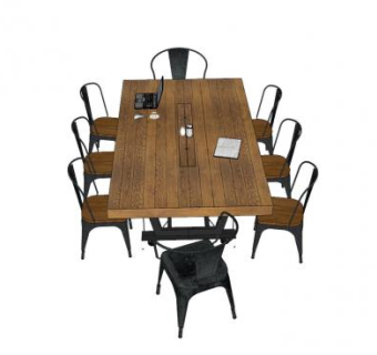 简欧复古会议桌SU模型下载_sketchup草图大师SKP模型