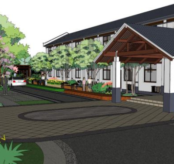 养老建筑su模型下载_sketchup草图大师SKP模型