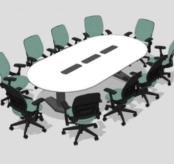 现代简约会议桌SU模型下载_sketchup草图大师SKP模型