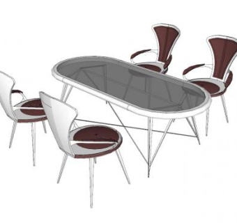 休闲会议桌椅SU模型下载_sketchup草图大师SKP模型
