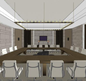 现代会议室装修SU模型下载_sketchup草图大师SKP模型
