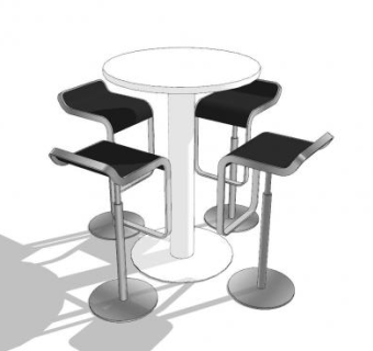 现代会议桌吧椅SU模型下载_sketchup草图大师SKP模型