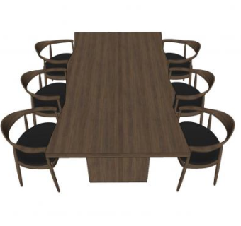 现代简欧会议桌SU模型下载_sketchup草图大师SKP模型