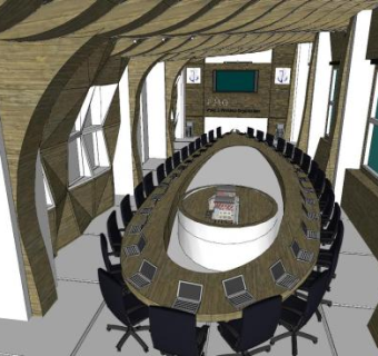 现代创意大型会议室SU模型下载_sketchup草图大师SKP模型