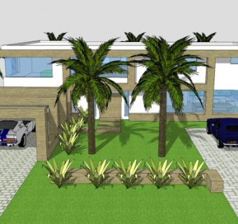 宅邸建筑庭院景观SU模型下载_sketchup草图大师SKP模型