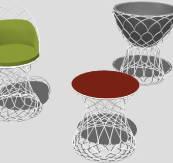 欧式铁艺坐凳su模型下载_sketchup草图大师SKP模型