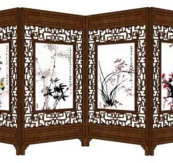 室内装修屏风su模型下载_sketchup草图大师SKP模型