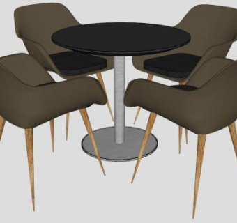 四人小圆桌su模型下载_sketchup草图大师SKP模型