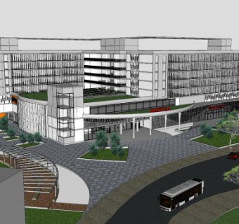 现代医院建筑SU模型下载_sketchup草图大师SKP模型