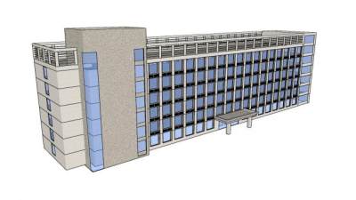 现代医院主楼大楼SU模型下载_sketchup草图大师SKP模型