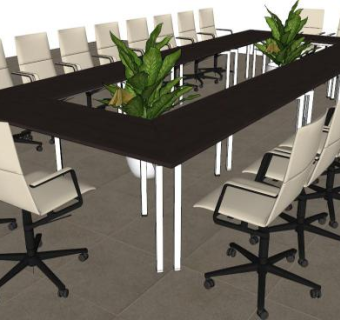 20人会议桌su模型下载_sketchup草图大师SKP模型