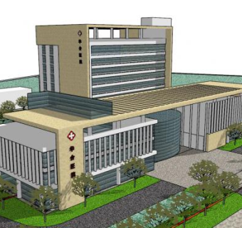 现代华舍医院SU模型下载_sketchup草图大师SKP模型