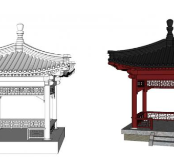 简单古建su模型下载_sketchup草图大师SKP模型