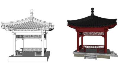 简单古建su模型下载_sketchup草图大师SKP模型