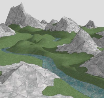 山石河流SU模型下载_sketchup草图大师SKP模型