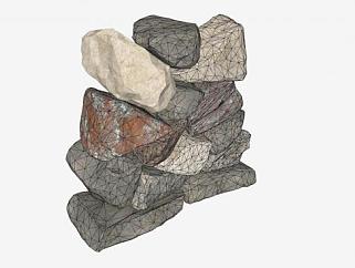 叠起的岩石SU模型下载_sketchup草图大师SKP模型