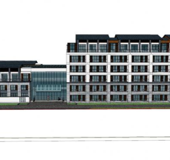 现代医院门诊住院部SU模型下载_sketchup草图大师SKP模型