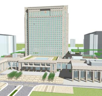现代中心医院sketchup模型下载_sketchup草图大师SKP模型