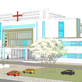 现代医院急诊楼SU模型下载_sketchup草图大师SKP模型