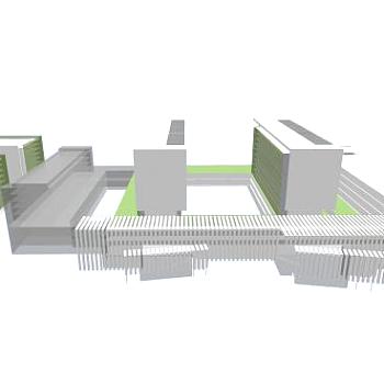 <em>现代医院</em>简易外观SU模型下载_sketchup草图大师SKP模型