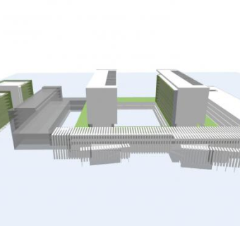 现代医院简易外观SU模型下载_sketchup草图大师SKP模型